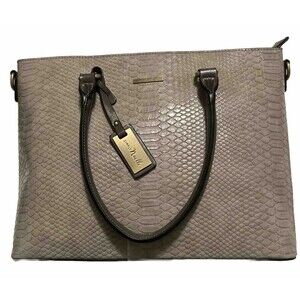 Simply Noelle Taupe/Gray Faux Snakeskin Bag Purse Tote